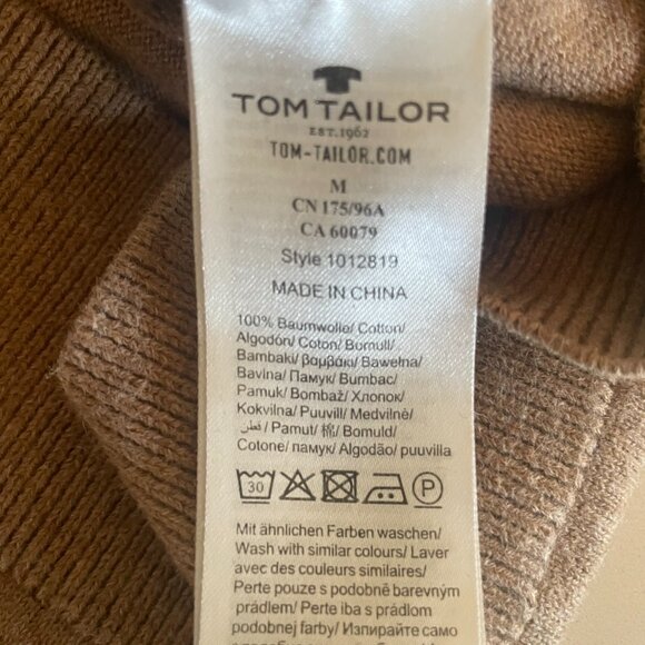 Tom Tailor Crew Neck Cotton Pullover Sweater in Camel Brown, Medium, ‎ 012819 - Picture 6 of 8